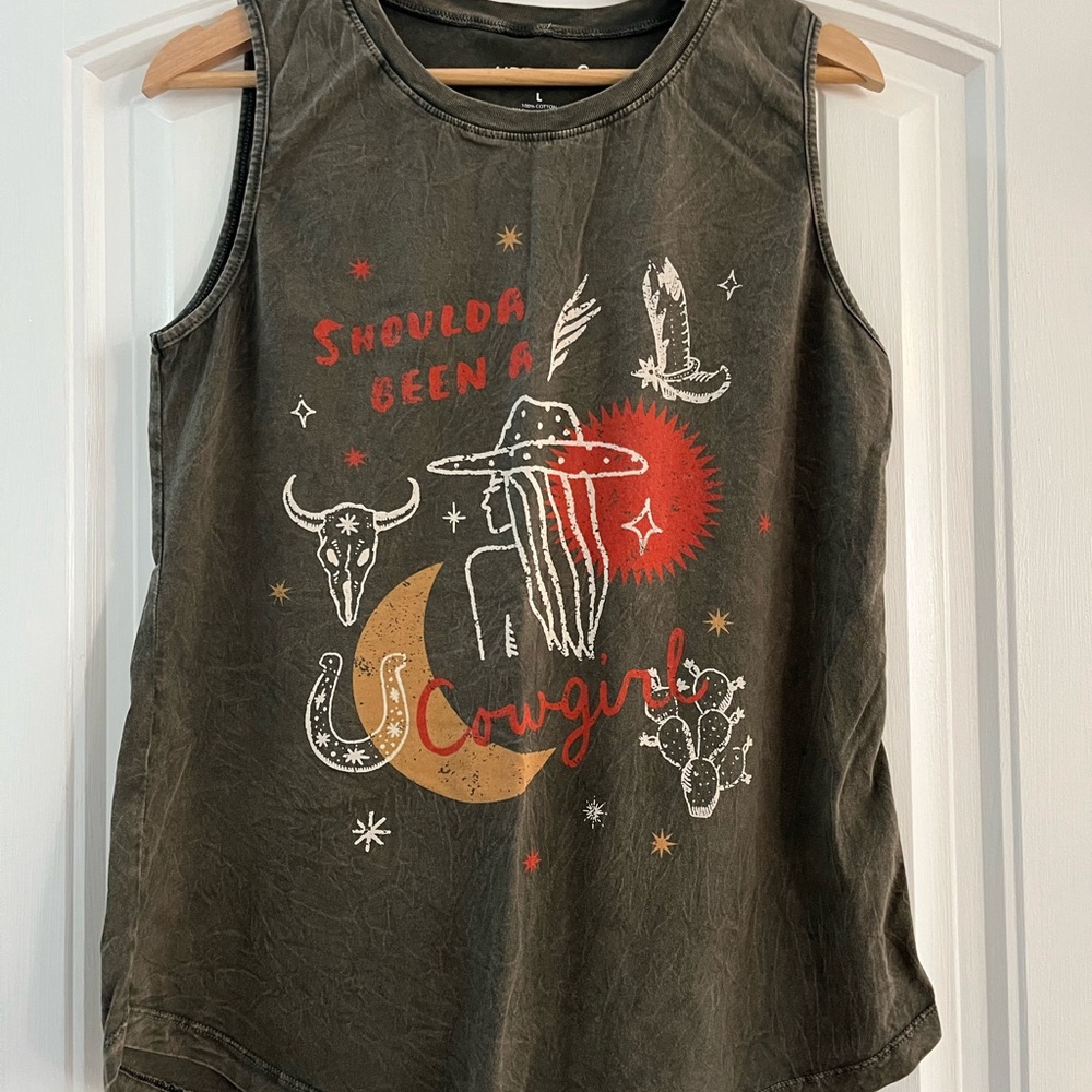 Black Western Graphic Tank Top